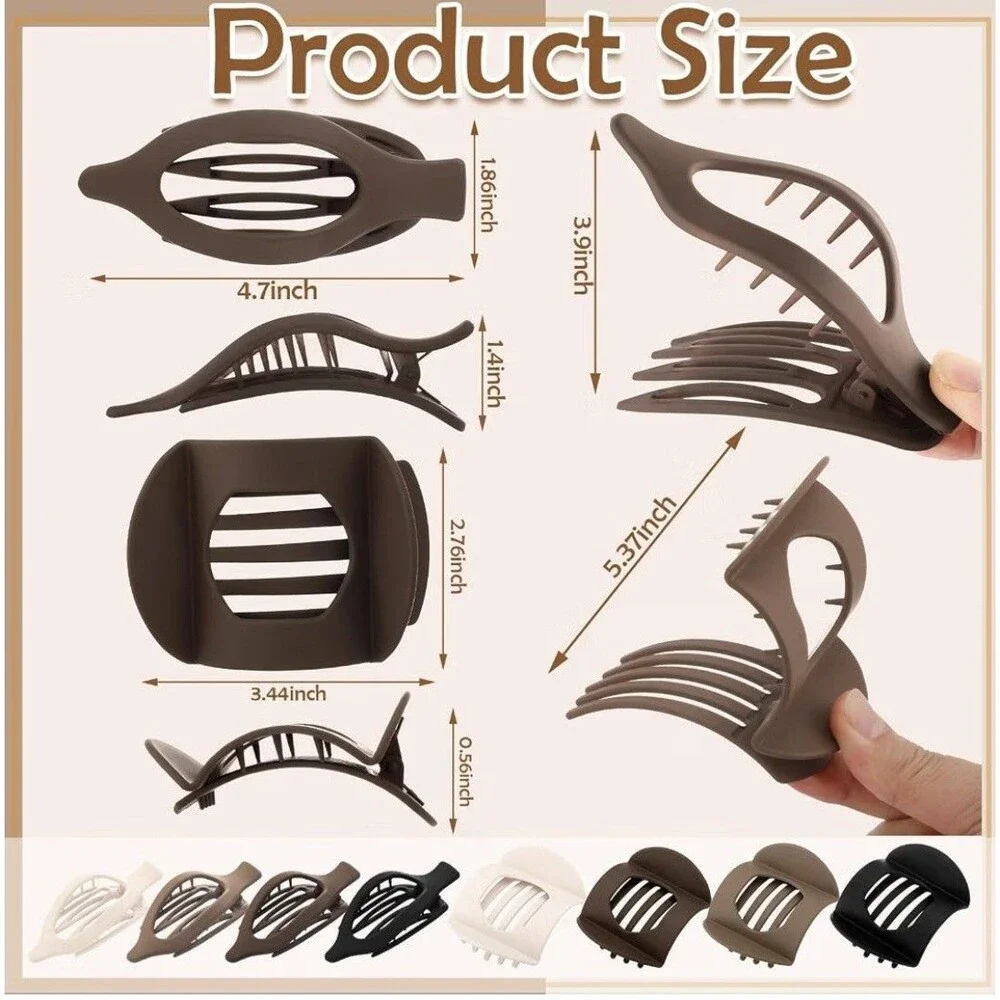 8 Pcs French Flat Hair Clips for Women, 2 Styles Large Matte (Neutral Color)
